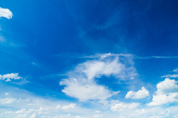 The blue sky with clouds, background