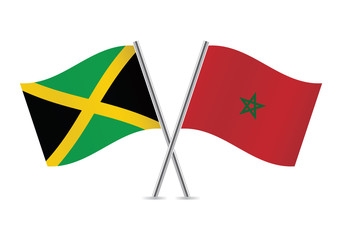 Jamaica and Morocco flags. Vector illustration.