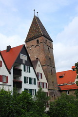 Fototapeta na wymiar Ulm, Schiefer Turm, Metzgerturm, Donau
