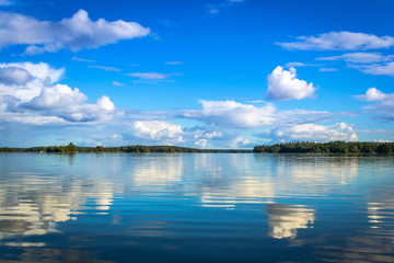 Fototapeta premium Swedish lake landscape with reflection