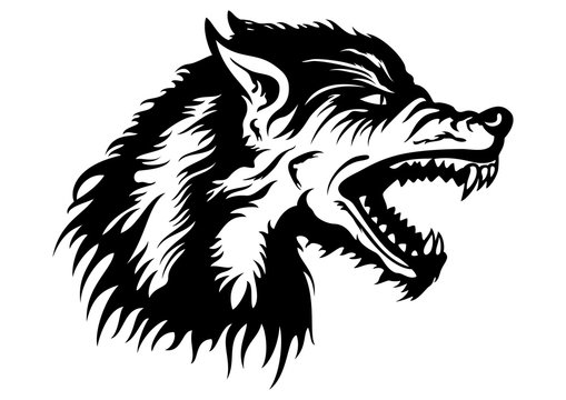Wolf head emblem. Illustration a roaring wolf head emblem for a team or a logo