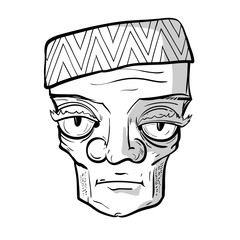 Sketchy portrait of strange sad old man. Vector graphics.