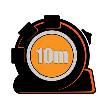 flat styled image of measured roulette in black and orange colors. Vector graphics.