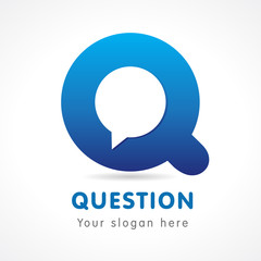 Question Q logo. Letter Q in the form of a circle with a bubble inside 