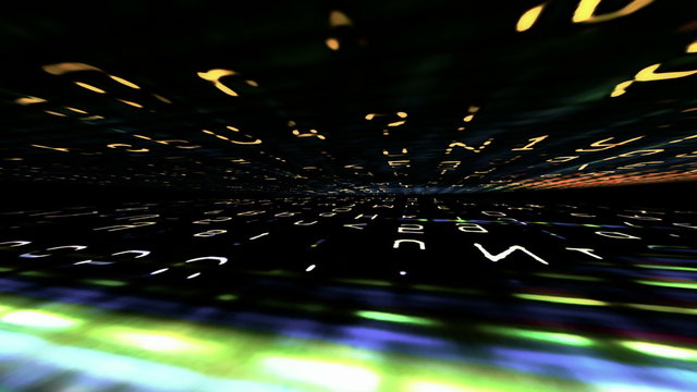 Video Background 1563: Streaming digital data forms flicker, shift and pulse (Loop).