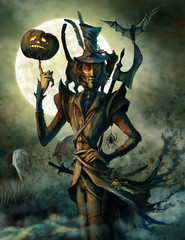 spirit of Halloween on the cemetery