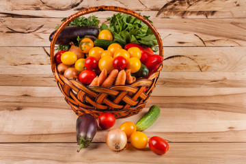 fresh vegetables on a wooden background