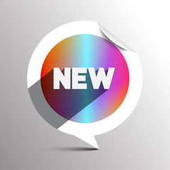 New Label - Colorful Paper Circle Tag Vector Illustration