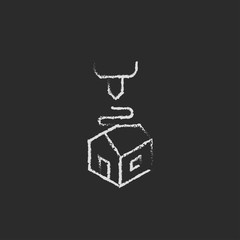 Three D printing icon drawn in chalk.