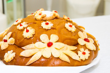  












  













 
 
The wedding loaf. Bread baking, festive cakes. Food for the newlyweds. Wedding tradition. Bread and salt. A national dish.
 