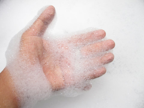 Foam white on hand