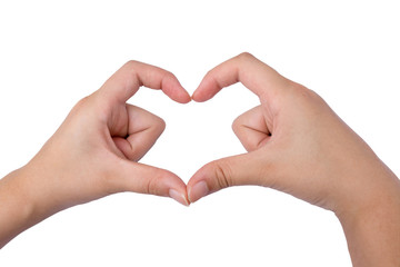 Love shape hand isolated On White Background