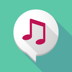 Long shadow comic balloon with a note music