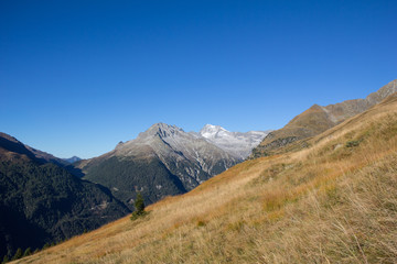 Fototapeta na wymiar View To Mt Hochgall 3.436m From Mt. Seespitze In St. Jakob In Defereggental In East Tyrol Austria