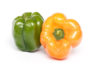 sweet two paprika (peppers) isolated on a white background.