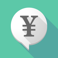 Long shadow comic balloon with a yen sign