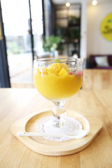 Scoops of mango ice cream fruit