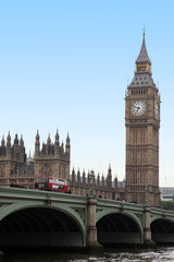 Fototapeta na wymiar Famous and beautiful view to Big Ben and Westminster bridge, Lon