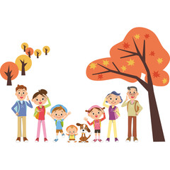 家族三世代で秋の行楽