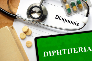 Word  Diphtheria. Medical concept.