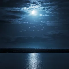 Tuinposter moon reflecting in a lake © Tryfonov