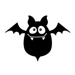Cartoon Style Smiling Bat on White Background. Vector