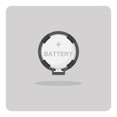 Vector of flat icon, button cell battery for motherboard on isolated background