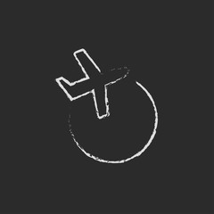 Travel by plane icon drawn in chalk.