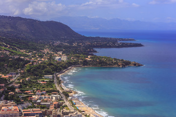 Fototapeta premium Fantastic Landscape at the italien sicilian Coastal City of Cefa