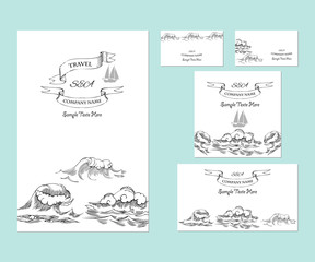 Template corporate identity with waves