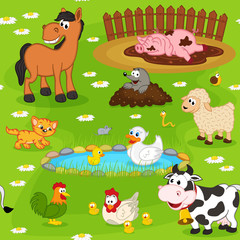 Fototapeta premium seamless pattern with farm animals - vector illustration, eps