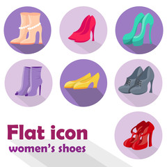 Icon set of women's shoes made in flat design style