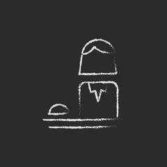 Female receptionist icon drawn in chalk.