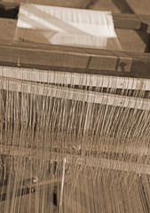 old textile loom for weaving of yarns of cotton and wool