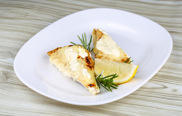Baked perch fillet
