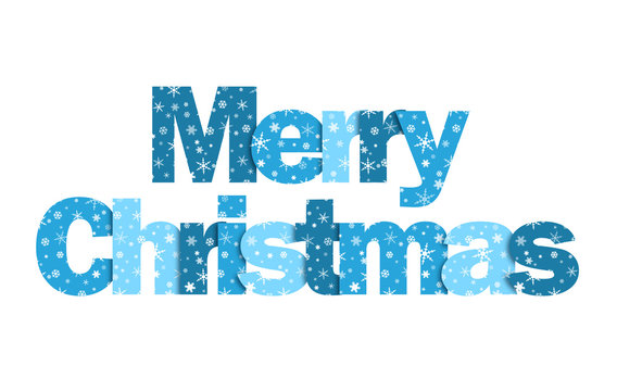 MERRY CHRISTMAS card with snowflake vector letters