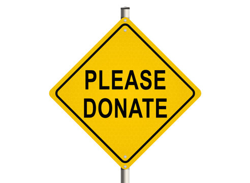 Donate. Road sign on the white background. Raster illustration