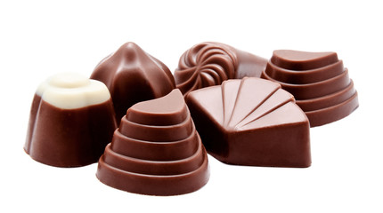 Assortment of chocolate candies isolated