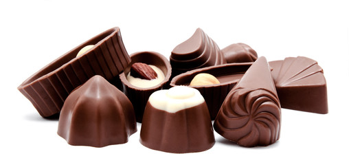 Assortment of chocolate candies isolated