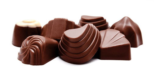 Assortment of chocolate candies isolated