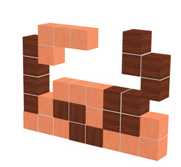 tetris game with wooden cubes