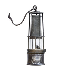 Vintage miner's lamp isolated on a white background
