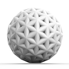 Geometric 3D object on white mathematical construction