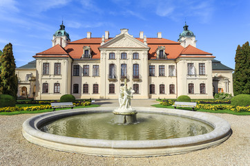 Kozlowka - Zamoyski Palace, a large rococo and neoclassical palace complex located  in Lublin Voivodeship in Poland. The original palace was built in the first half of 18th century.  - obrazy, fototapety, plakaty