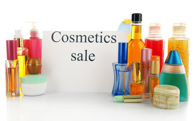Cosmetics for sale, isolated on white