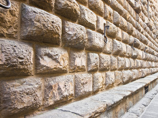 Detail of the Medici Riccardi's Palace stone wall in Florence