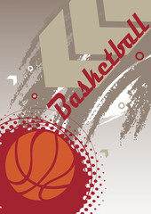 Vertical basketball banner with big arrow