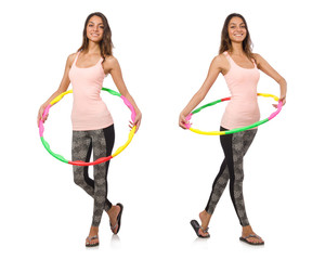 Set of photos with woman and hula hoop