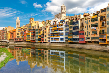 Colorful houses in Girona, Catalonia, Spain