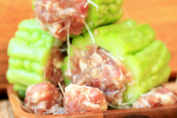 Pork chop in a gourd - Asian food.